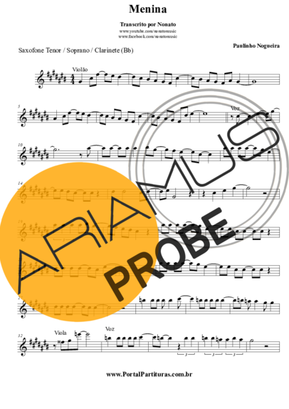 Paulinho Nogueira Menina score for Tenor-Saxophon Sopran (Bb)