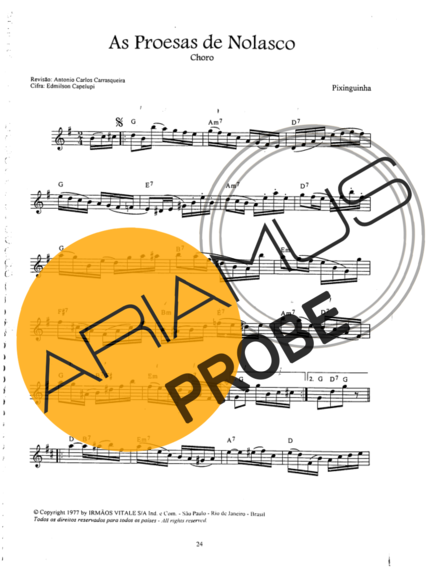 Pixinguinha As Proesas De Nolasco score for Violine