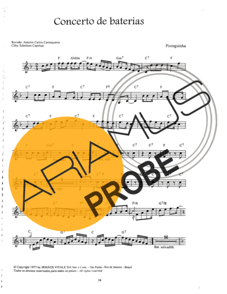 Pixinguinha Concerto De Baterias score for Cavaco (kleine Gitarre)