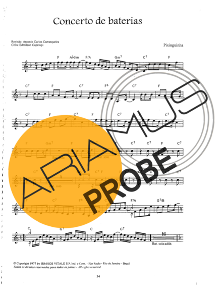 Pixinguinha Concerto De Baterias score for Mandoline