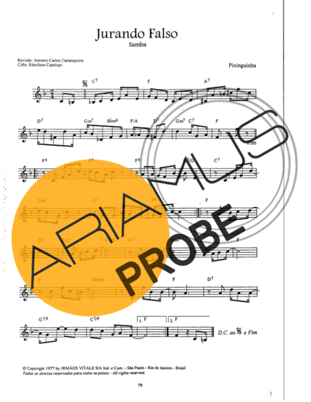 Pixinguinha Jurando Falso score for Mandoline