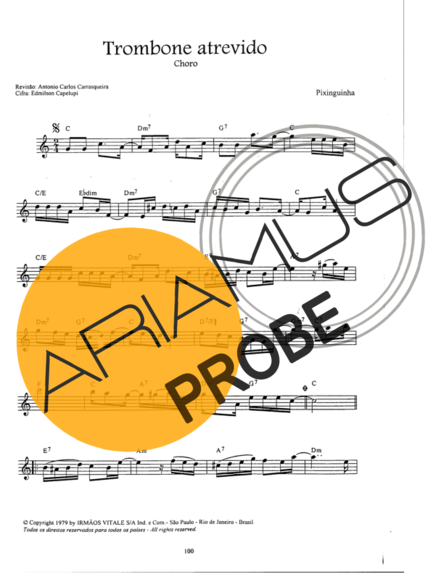 Pixinguinha Trombone Atrevido score for Mandoline
