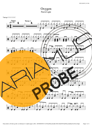 Porch Light Oxygen score for Schlagzeug
