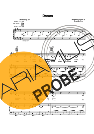 Priscilla Ahn Dream score for Klavier