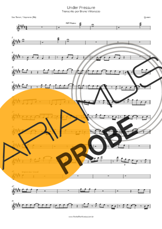 Queen Under Pressure score for Tenor-Saxophon Sopran (Bb)