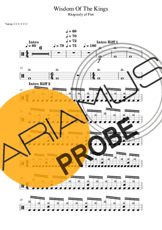Rhapsody of Fire Wisdom Of The Kings score for Schlagzeug