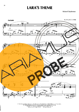 Richard Clayderman Laras Theme score for Klavier