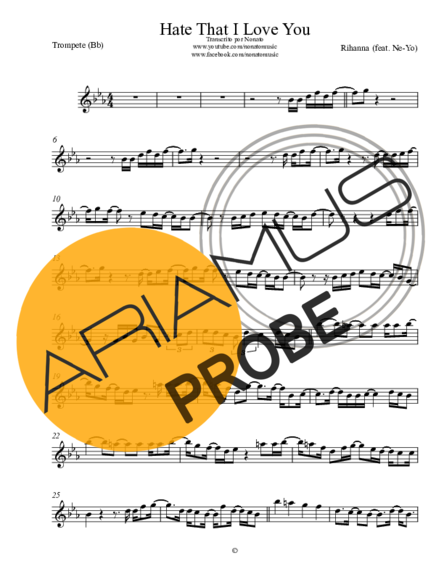 Rihanna Hate That I Love You score for Trompete
