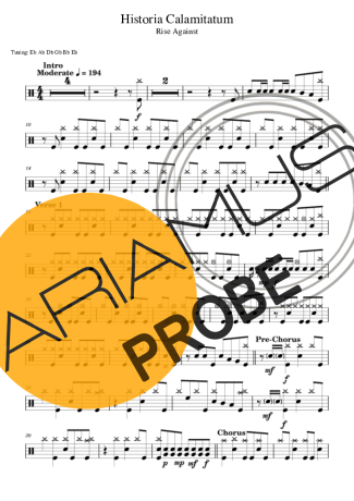 Rise Against Historia Calamitatum score for Schlagzeug