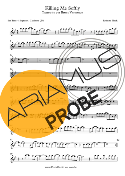 Roberta Flack Killing Me Softly score for Tenor-Saxophon Sopran (Bb)