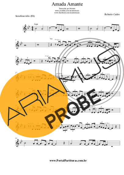 Roberto Carlos Amada Amante score for Alt-Saxophon