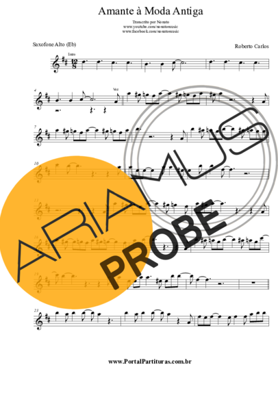 Roberto Carlos Amante a Moda Antiga score for Alt-Saxophon