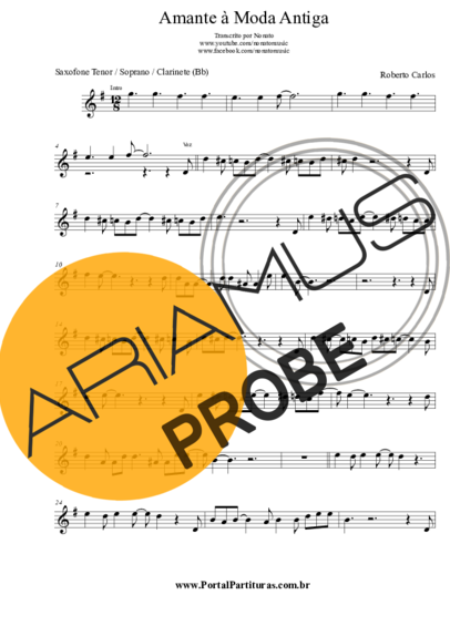 Roberto Carlos Amante a Moda Antiga score for Tenor-Saxophon Sopran (Bb)