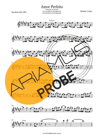 Roberto Carlos Amor Perfeito score for Alt-Saxophon