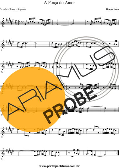 Roupa Nova A Força do Amor score for Tenor-Saxophon Sopran (Bb)