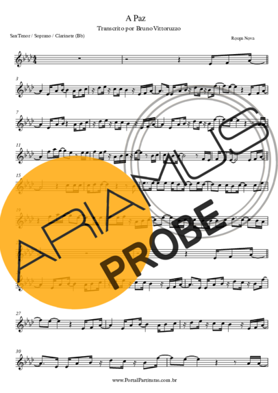 Roupa Nova A Paz score for Tenor-Saxophon Sopran (Bb)