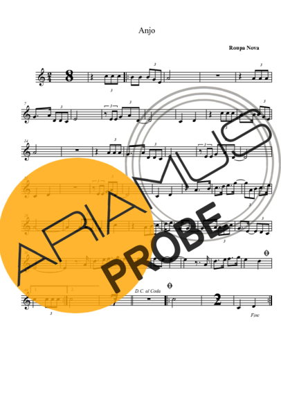 Roupa Nova Anjo score for Tenor-Saxophon Sopran (Bb)