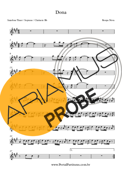 Roupa Nova Dona score for Tenor-Saxophon Sopran (Bb)