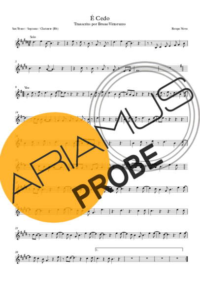 Roupa Nova É Cedo score for Tenor-Saxophon Sopran (Bb)