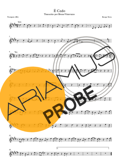 Roupa Nova É Cedo score for Trompete