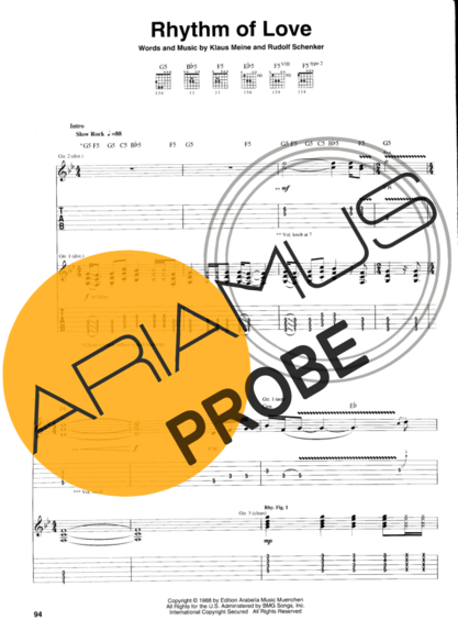 Scorpions Rhythm Of Love score for Gitarre