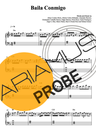 Selena Gomez Baila Conmigo (feat Rauw Alejandro) Partituren für Klavier