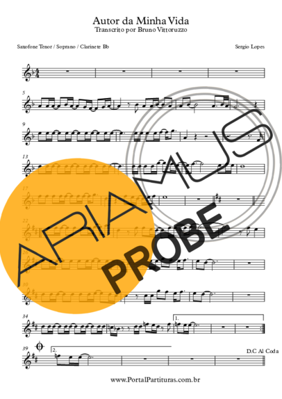 Sérgio Lopes Autor da Minha Vida score for Tenor-Saxophon Sopran (Bb)