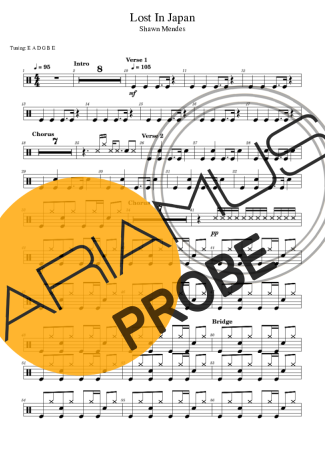 Shawn Mendes Lost In Japan score for Schlagzeug