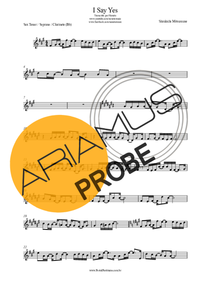 Shinkichi Mitsumune I Say Yes score for Tenor-Saxophon Sopran (Bb)