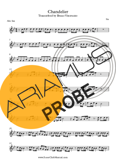 Sia Chandelier score for Alt-Saxophon