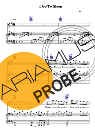 Sia I Go To Sleep Partituren für Klavier