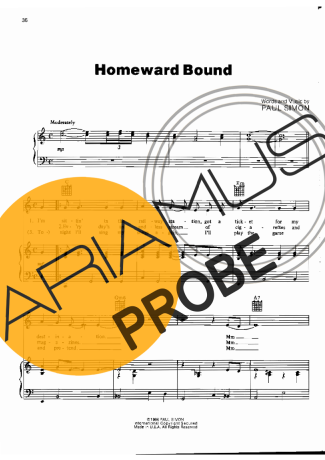 Simon and Garfunkel Homeward Bound Partituren für Klavier