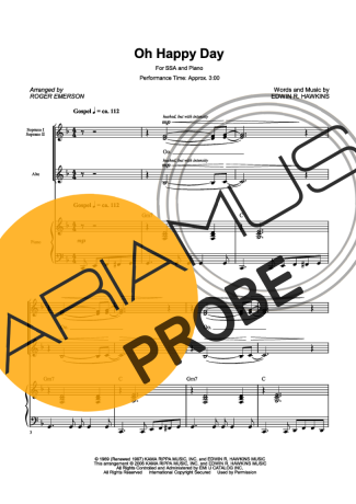 Sister Act Oh Happy Day score for Klavier