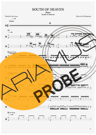 Slayer South Of Heaven score for Schlagzeug