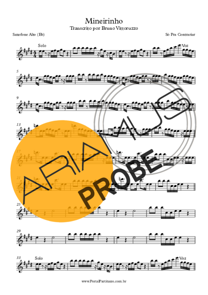 Só Pra Contrariar Mineirinho score for Alt-Saxophon