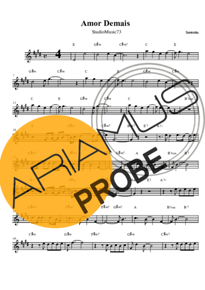 Soweto Amor Demais score for Tenor-Saxophon Sopran (Bb)