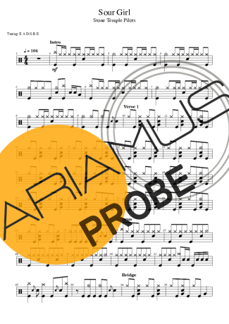Stone Temple Pilots Sour Girl Partituren für Schlagzeug