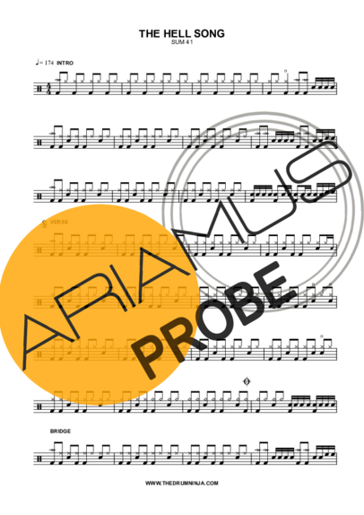 Sum 41 The Hell Song score for Schlagzeug