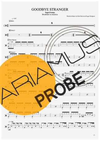 Supertramp Goodbye Stranger score for Schlagzeug