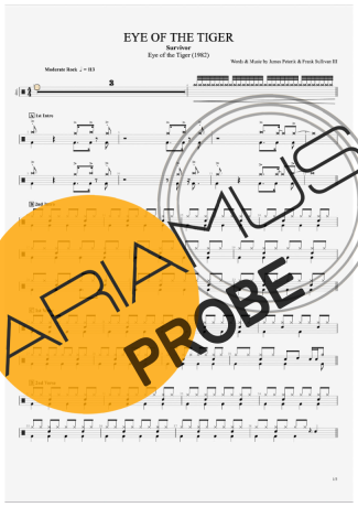 Survivor Eye Of The Tiger score for Schlagzeug