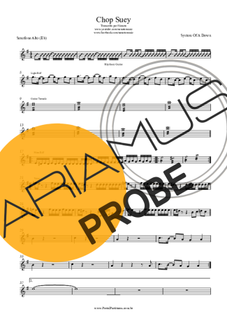 System Of A Down Chop Suey score for Alt-Saxophon