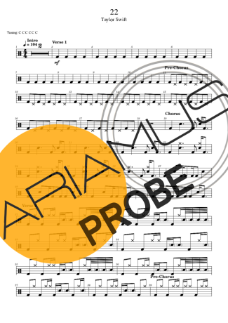 Taylor Swift 22 Partituren für Schlagzeug