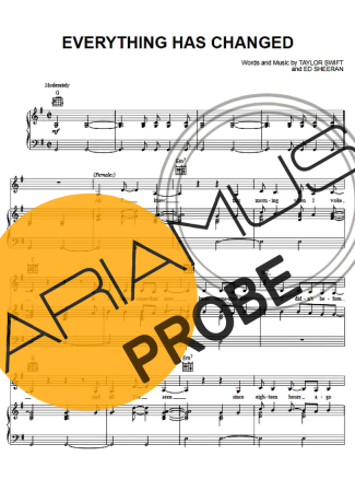 Taylor Swift Everything Has Changed Partituren für Klavier