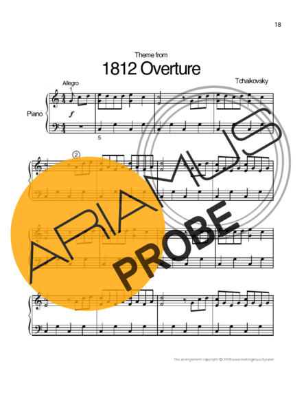 Tchaikovsky 1812 Overture score for Klavier