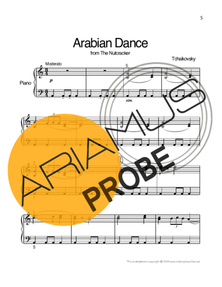 Tchaikovsky Arabian Dance score for Klavier