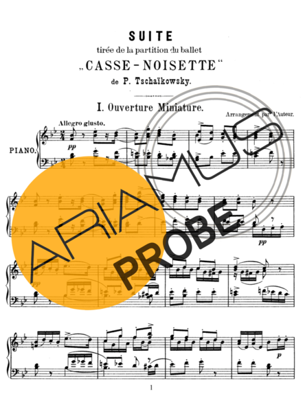 Tchaikovsky Ouverture Miniature (The Nutcracker Suite) score for Klavier