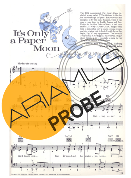 Movie Soundtracks (Temas de Filmes) Its Only A Paper Moon score for Klavier