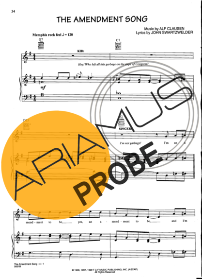 Movie Soundtracks (Temas de Filmes) The Amendment Song (The Simpsons) score for Klavier