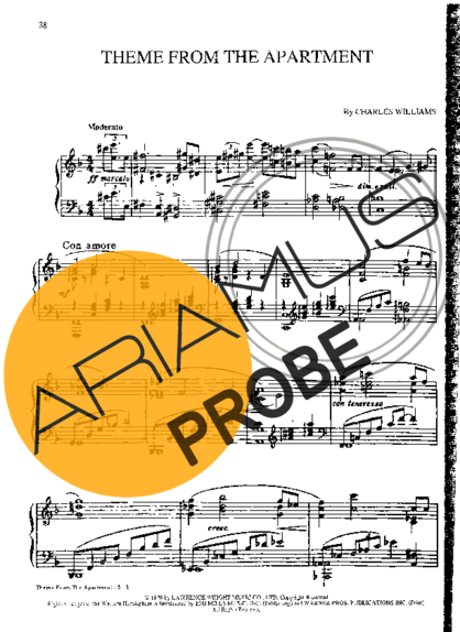 Movie Soundtracks (Temas de Filmes) Theme From The Apartment score for Klavier