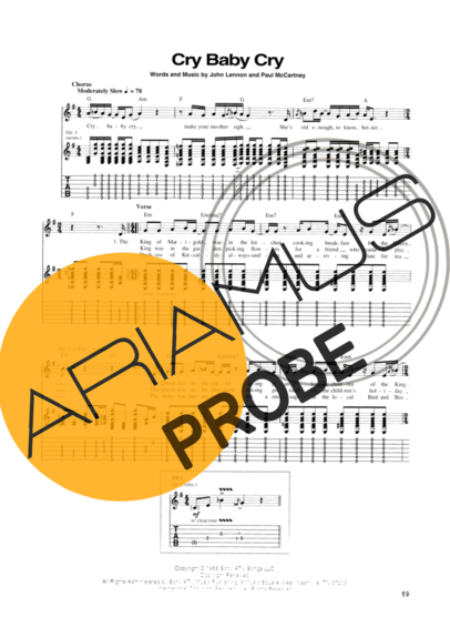 The Beatles Cry Baby Cry score for Gitarre